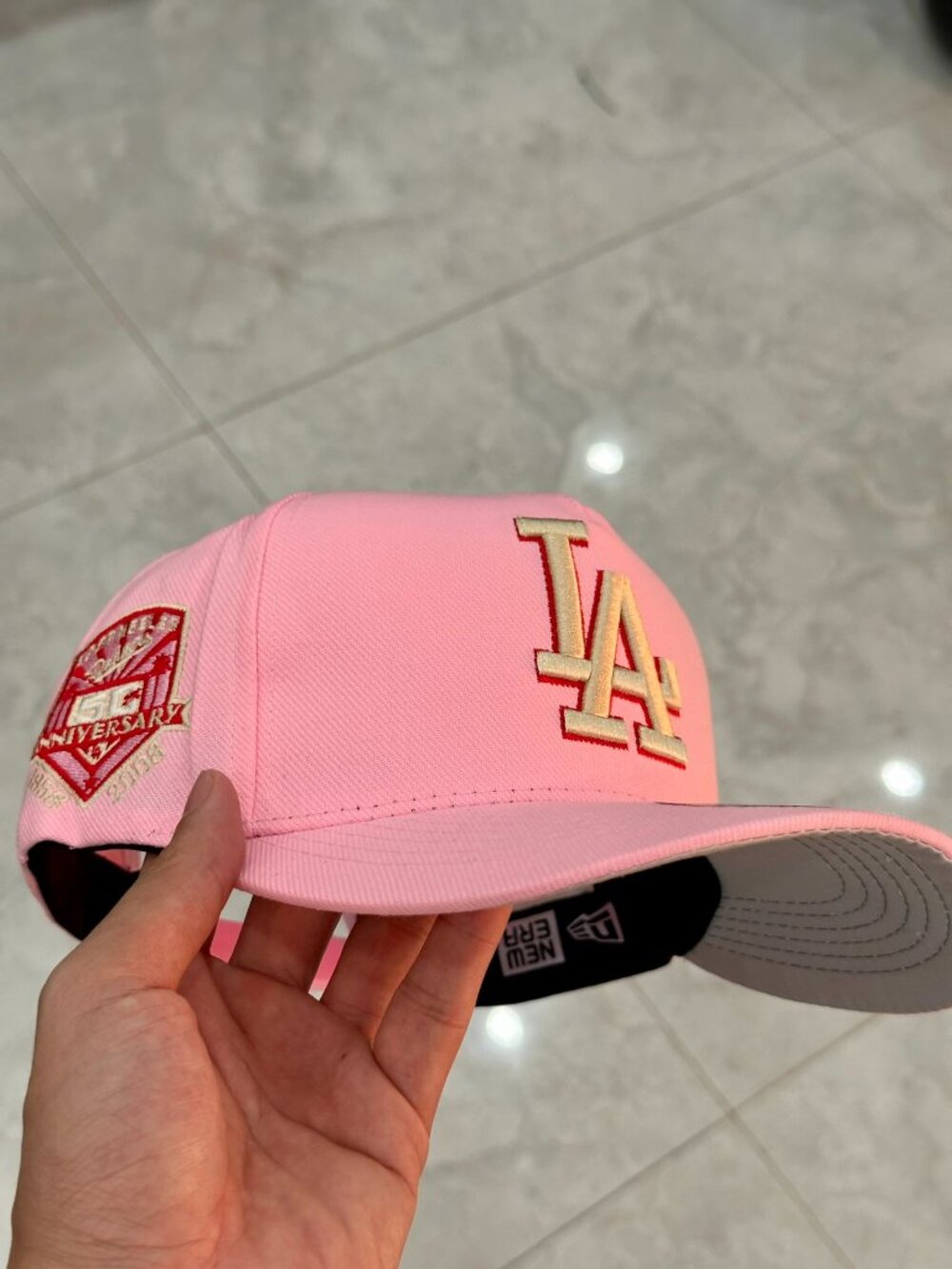 New Era LA Dodgers 50th Anniversary Pink Adjustable Baseball Cap Hat - Picture 3 of 4